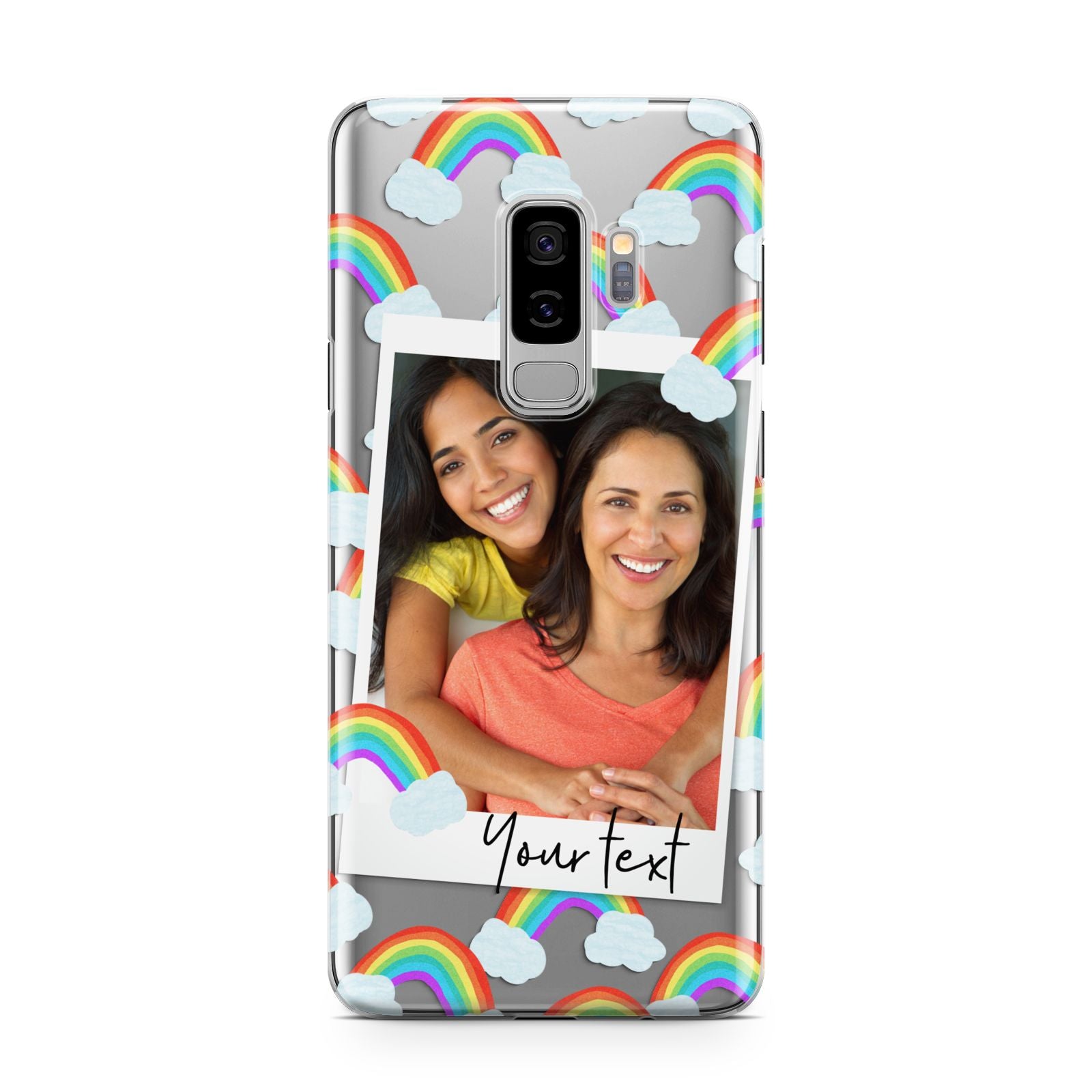 Personalised Rainbow Photo Upload Samsung Galaxy S9 Plus Case on Silver phone