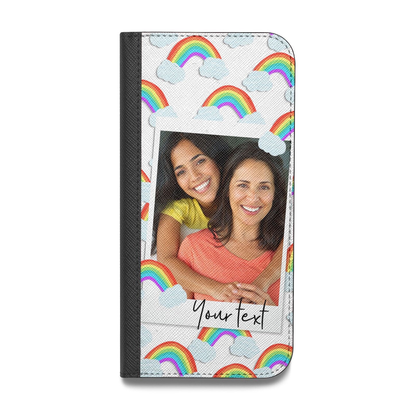 Personalised Rainbow Photo Upload Vegan Leather Flip iPhone Case