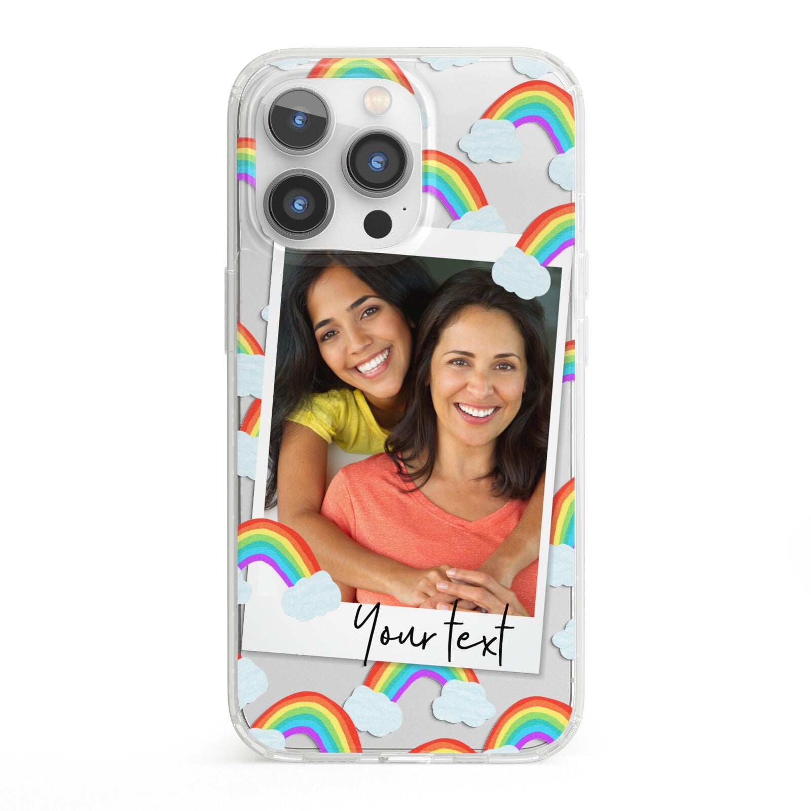 Personalised Rainbow Photo Upload iPhone 13 Pro Clear Bumper Case