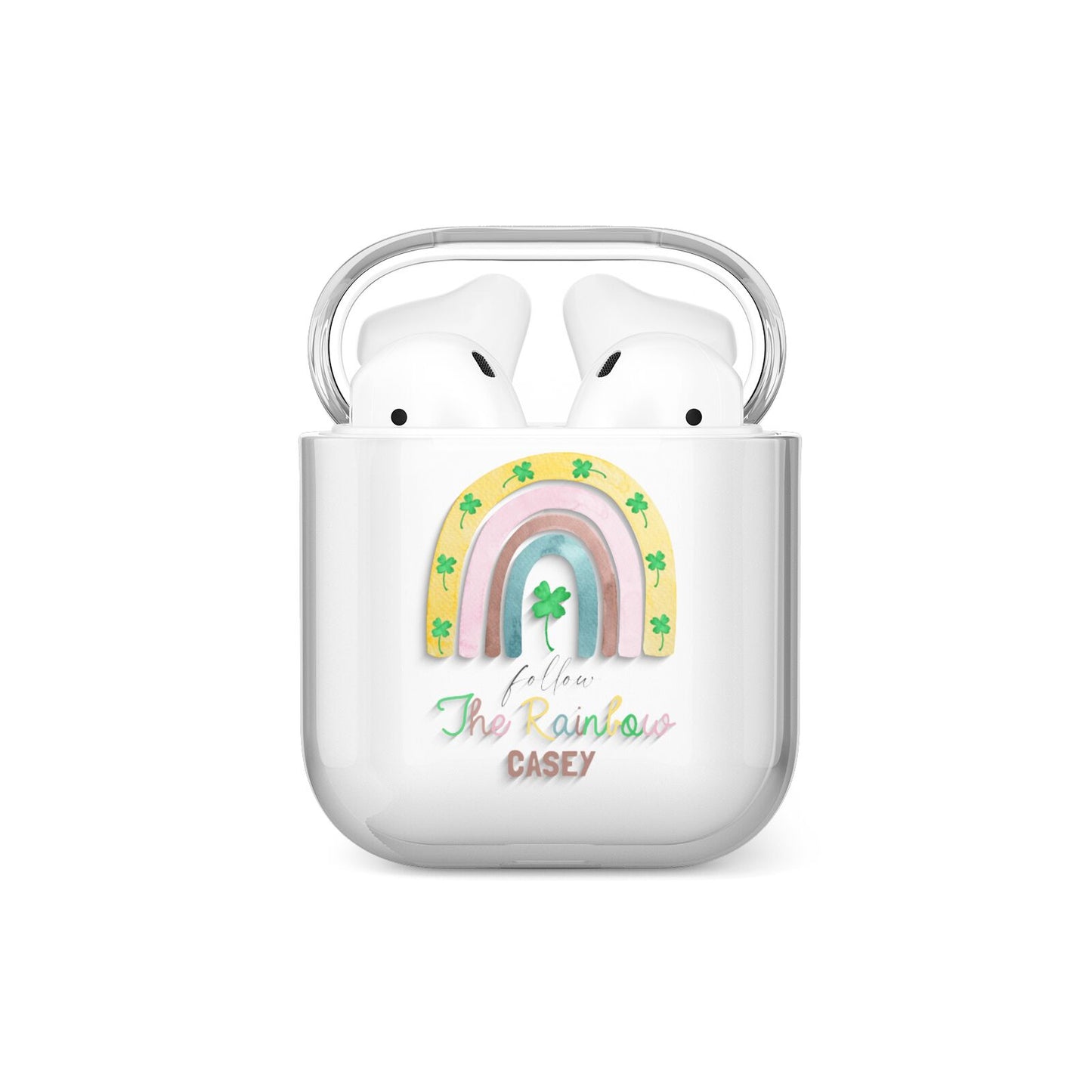 Personalised Rainbow Shamrock AirPods Case
