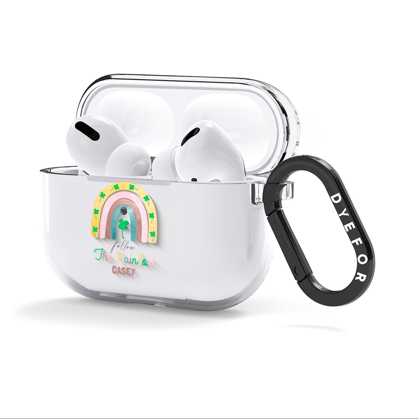 Personalised Rainbow Shamrock AirPods Clear Case 3rd Gen Side Image