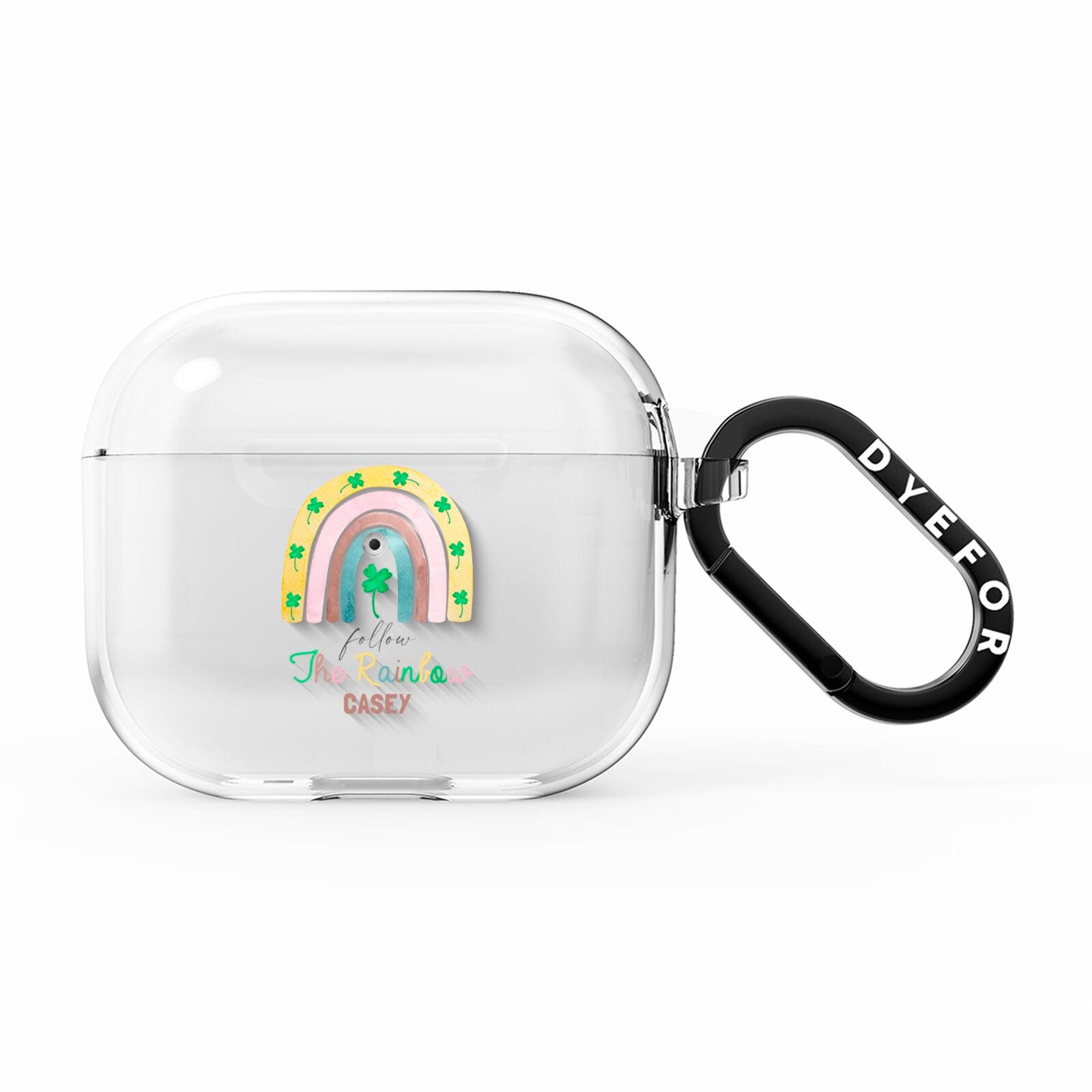 Personalised Rainbow Shamrock AirPods Clear Case 3rd Gen
