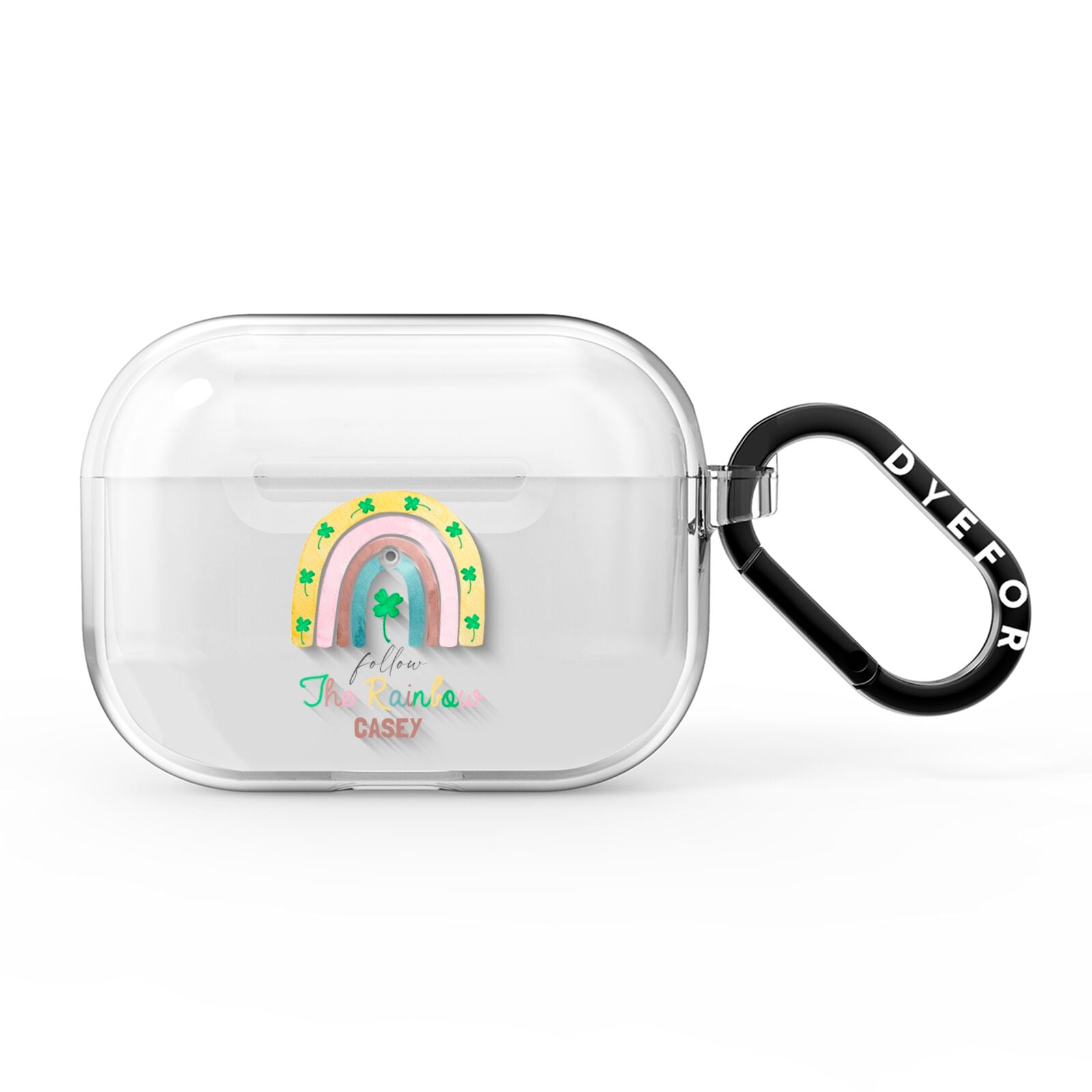 Personalised Rainbow Shamrock AirPods Pro Clear Case