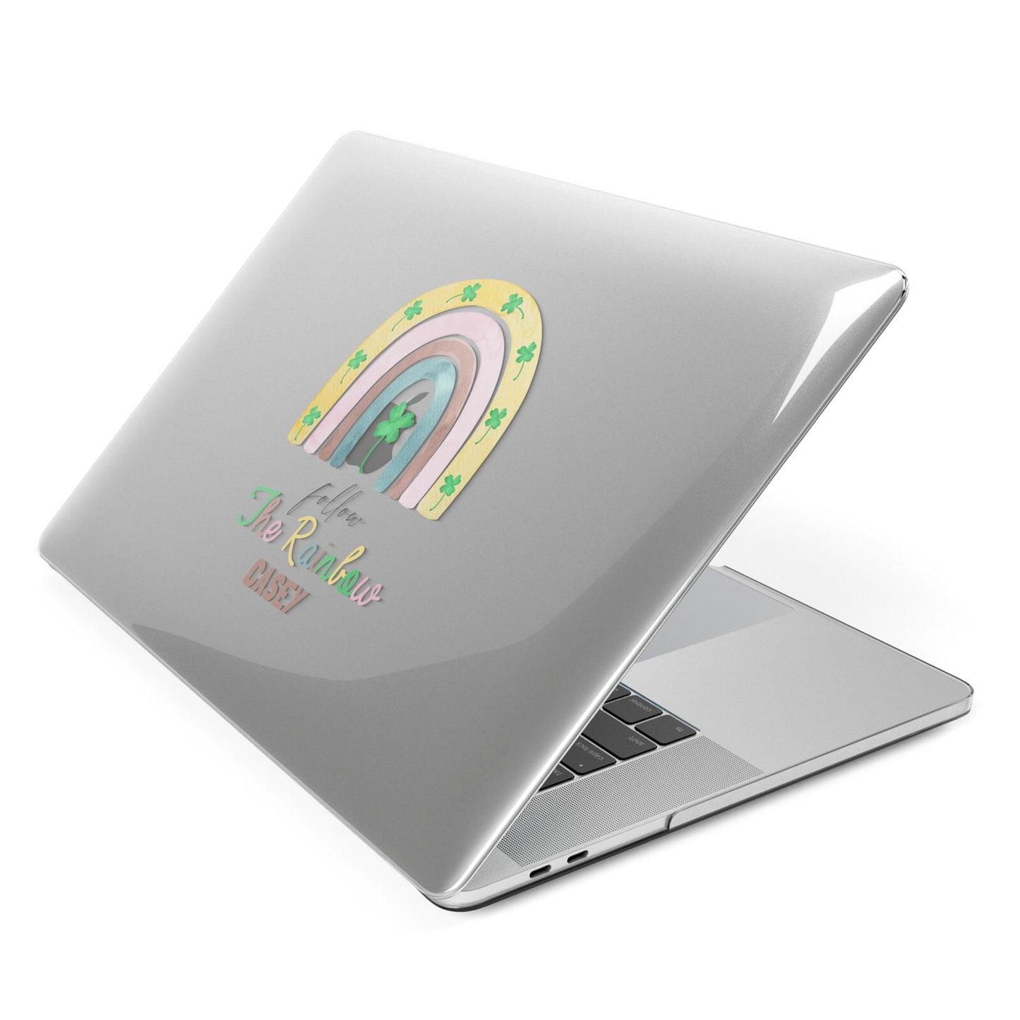 Personalised Rainbow Shamrock Apple MacBook Case Side View