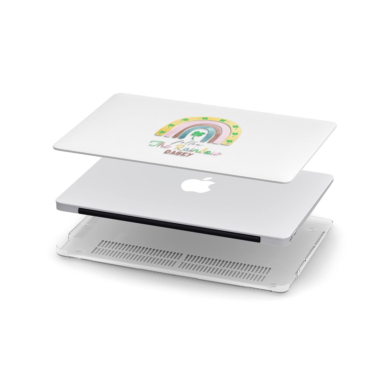 Personalised Rainbow Shamrock Apple MacBook Case in Detail