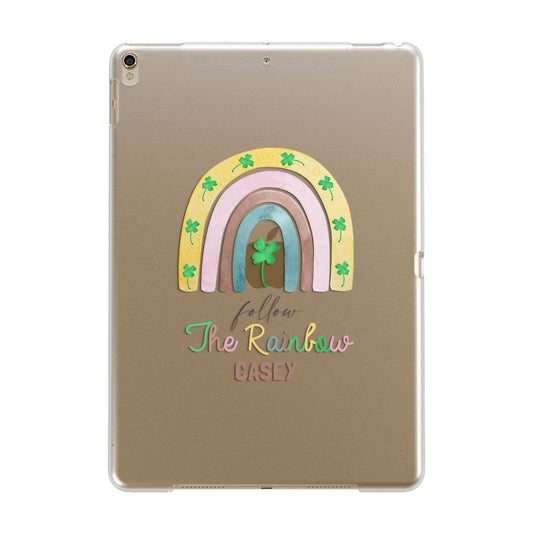 Personalised Rainbow Shamrock Apple iPad Gold Case