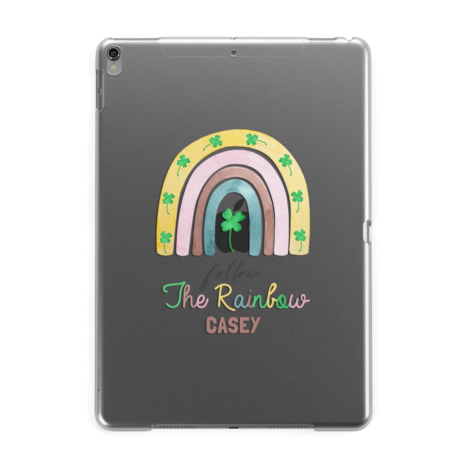Personalised Rainbow Shamrock Apple iPad Grey Case