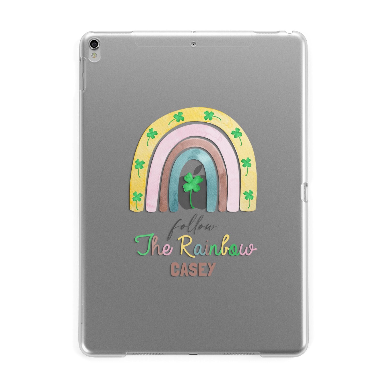 Personalised Rainbow Shamrock Apple iPad Silver Case