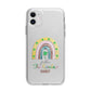Personalised Rainbow Shamrock Apple iPhone 11 in White with Bumper Case