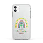 Personalised Rainbow Shamrock Apple iPhone 11 in White with White Impact Case
