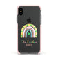 Personalised Rainbow Shamrock Apple iPhone Xs Impact Case Pink Edge on Black Phone