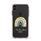 Personalised Rainbow Shamrock Apple iPhone Xs Max Impact Case Pink Edge on Black Phone