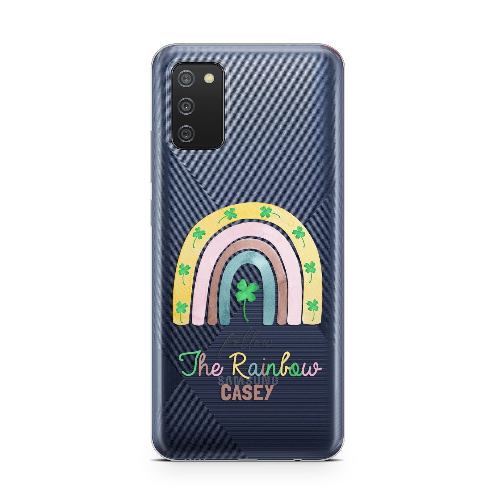 Personalised Rainbow Shamrock Samsung A02s Case