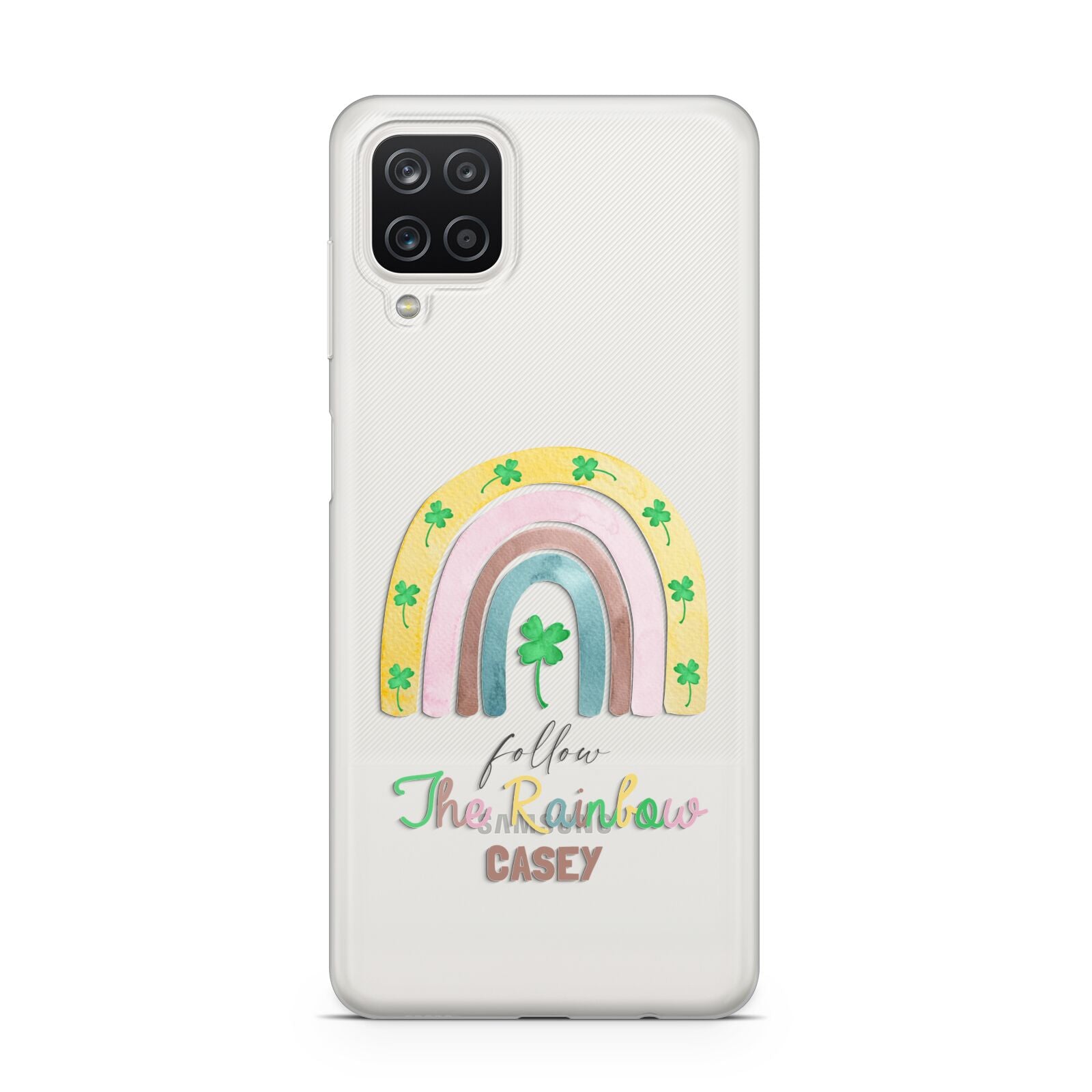 Personalised Rainbow Shamrock Samsung A12 Case