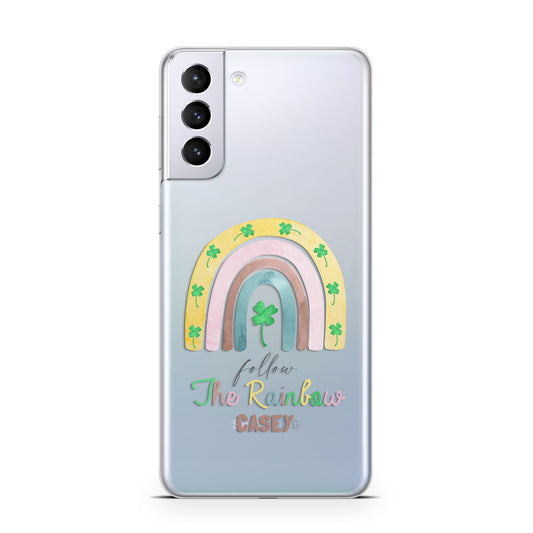 Personalised Rainbow Shamrock Samsung S21 Plus Phone Case