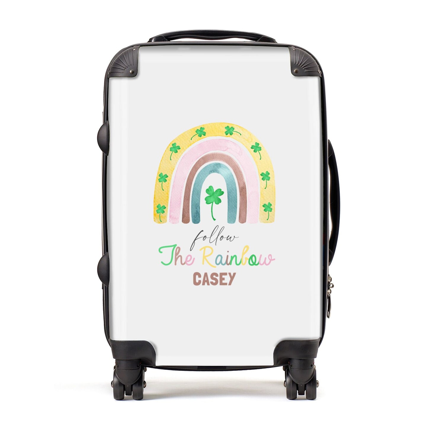 Personalised Rainbow Shamrock Suitcase