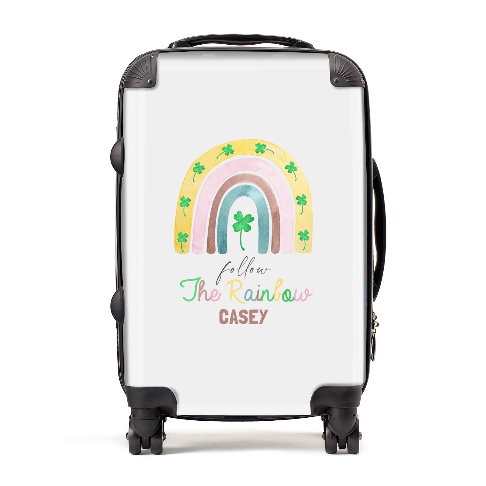 Personalised Rainbow Shamrock Suitcase