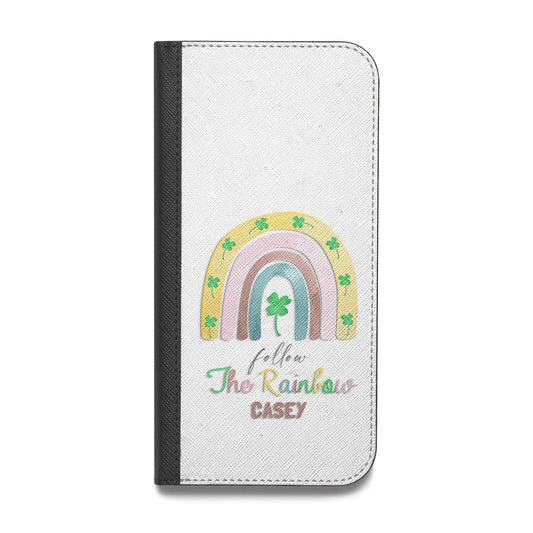 Personalised Rainbow Shamrock Vegan Leather Flip Samsung Case
