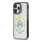 Personalised Rainbow Shamrock iPhone 13 Pro Black Impact Case Side Angle on Silver phone