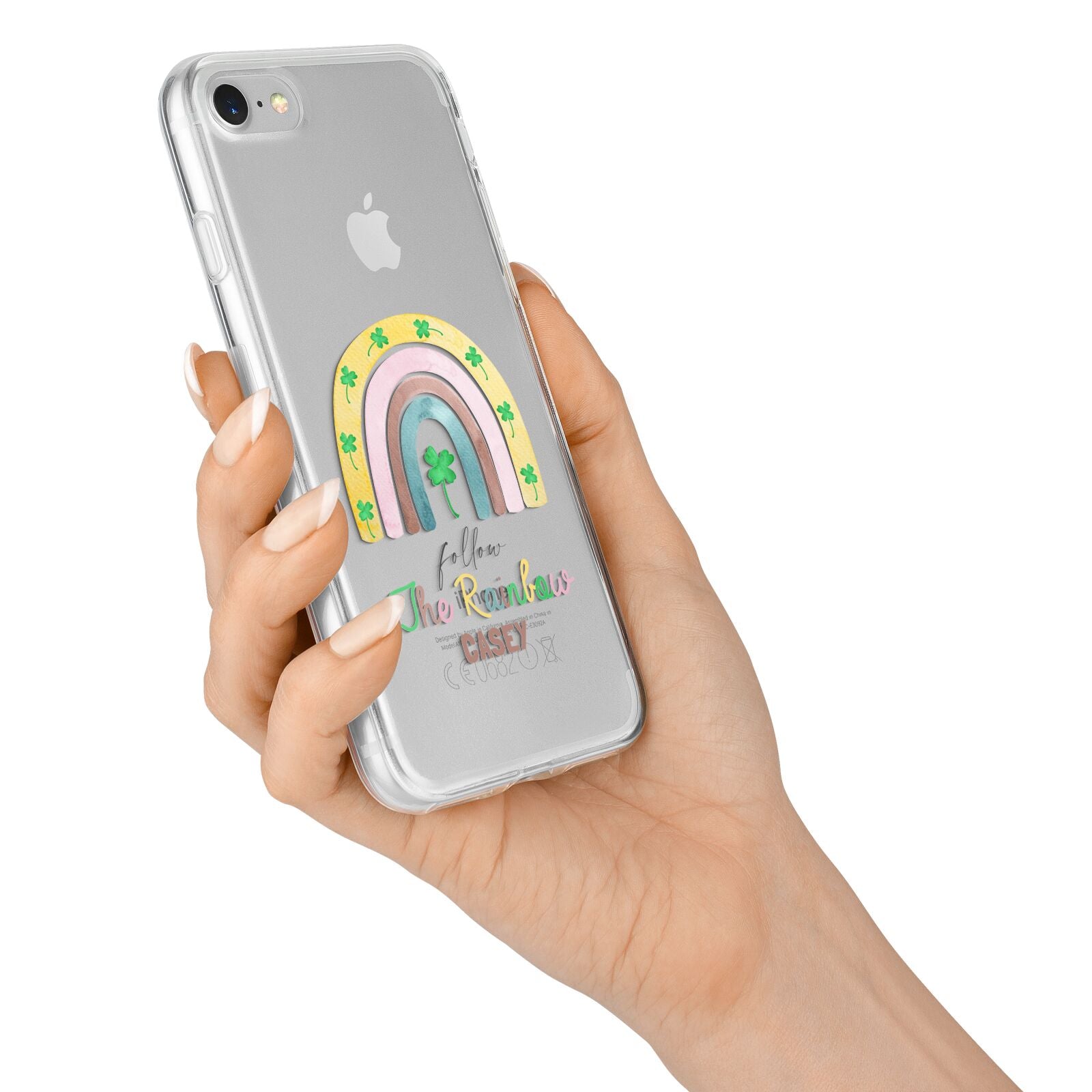Personalised Rainbow Shamrock iPhone 7 Bumper Case on Silver iPhone Alternative Image
