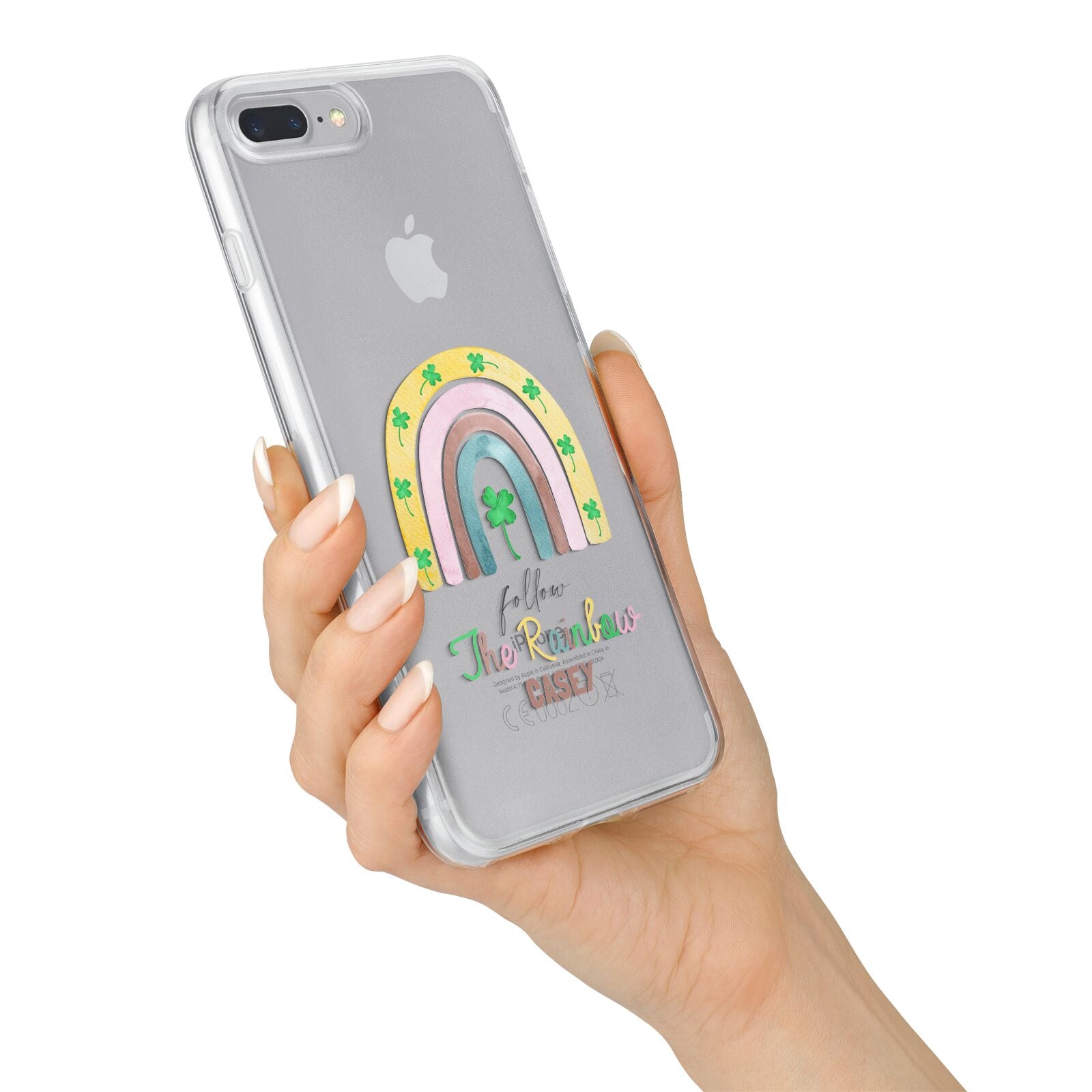 Personalised Rainbow Shamrock iPhone 7 Plus Bumper Case on Silver iPhone Alternative Image