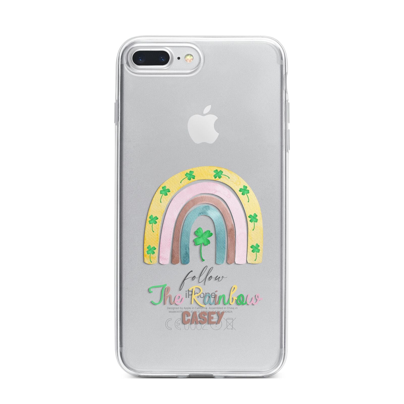 Personalised Rainbow Shamrock iPhone 7 Plus Bumper Case on Silver iPhone