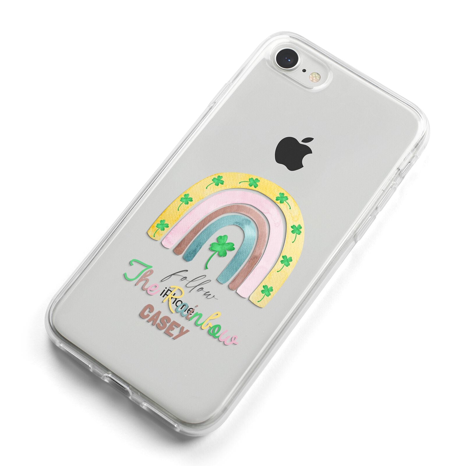 Personalised Rainbow Shamrock iPhone 8 Bumper Case on Silver iPhone Alternative Image