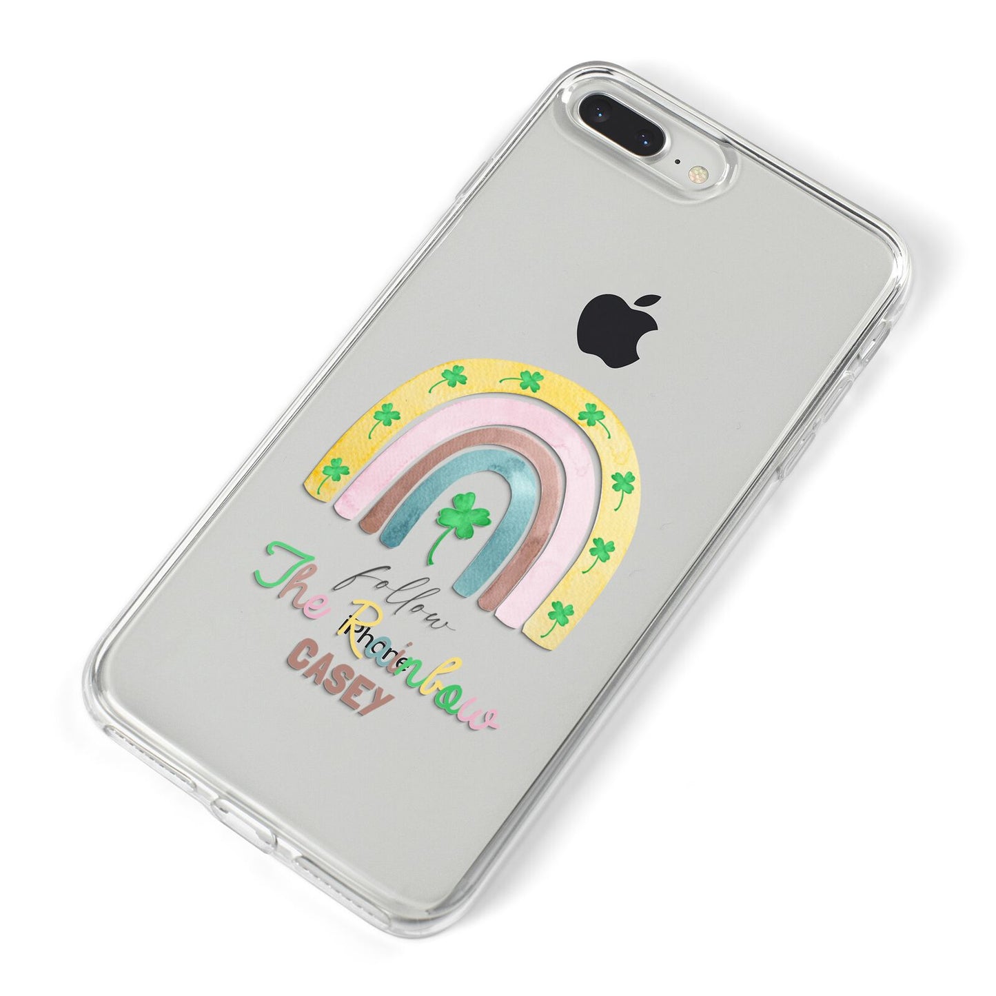 Personalised Rainbow Shamrock iPhone 8 Plus Bumper Case on Silver iPhone Alternative Image