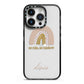 Personalised Rainbow iPhone 14 Pro Black Impact Case on Silver phone