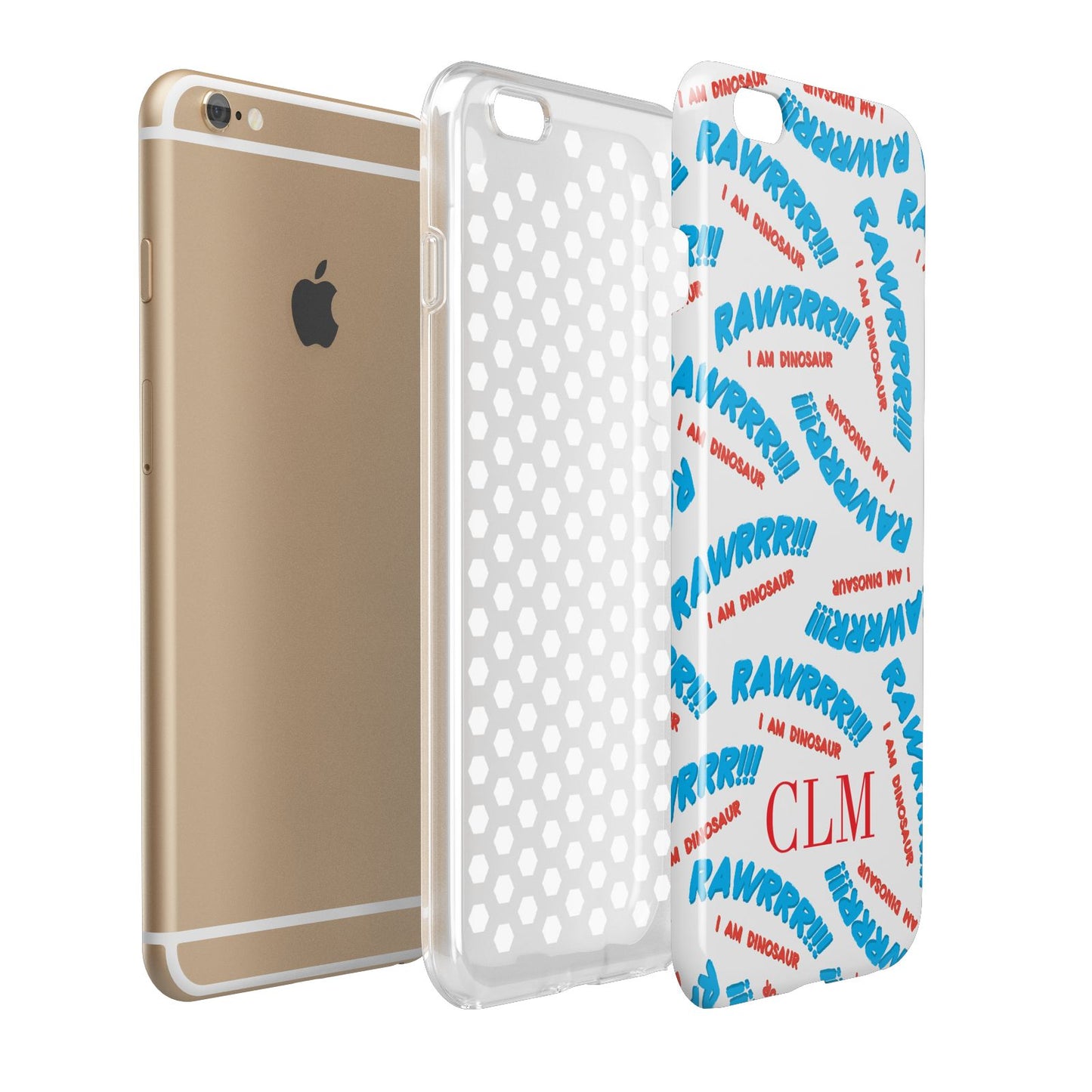 Personalised Rawr Dino Initials Apple iPhone 6 Plus 3D Tough Case