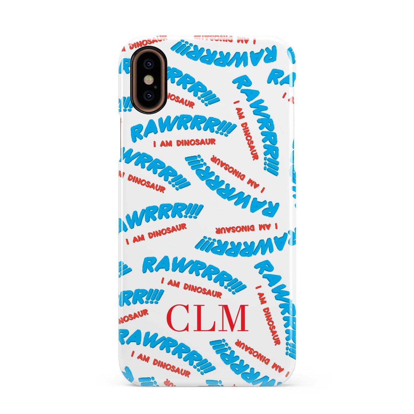 Personalised Rawr Dino Initials Apple iPhone XS 3D Snap Case