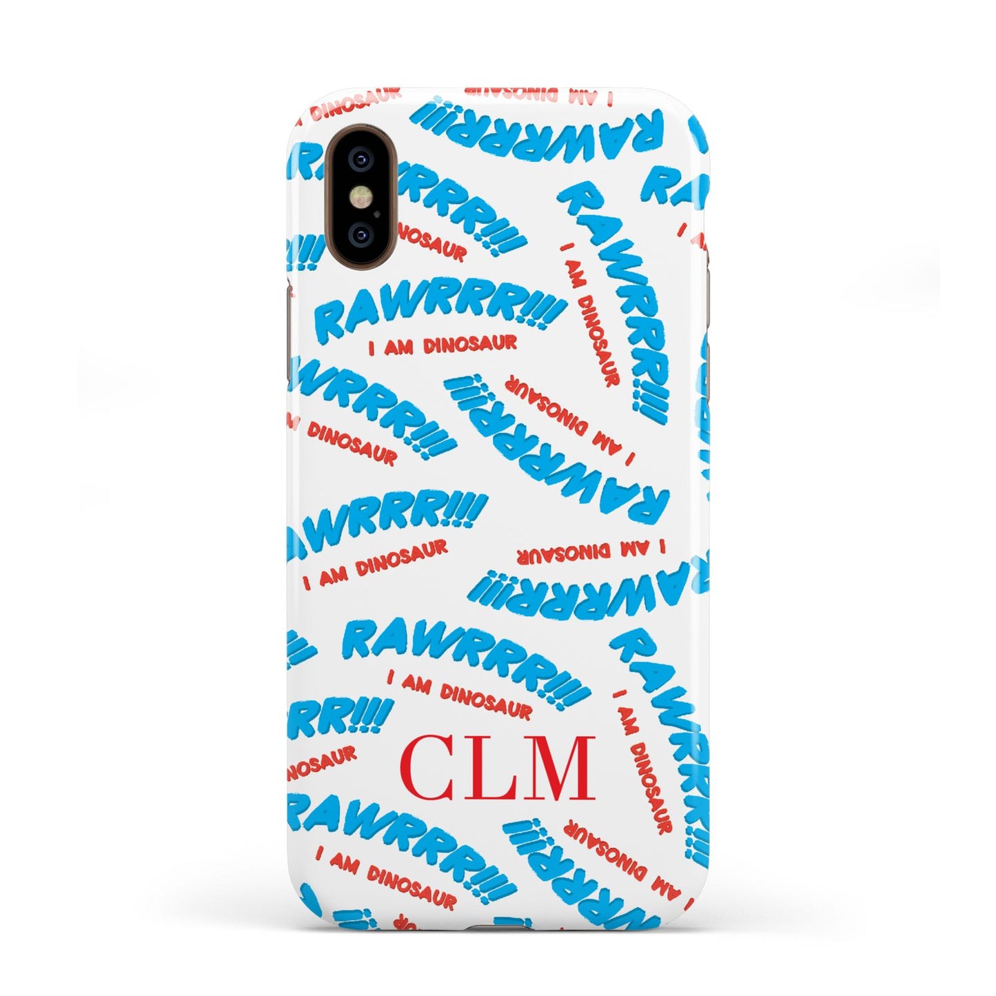 Personalised Rawr Dino Initials Apple iPhone XS 3D Tough
