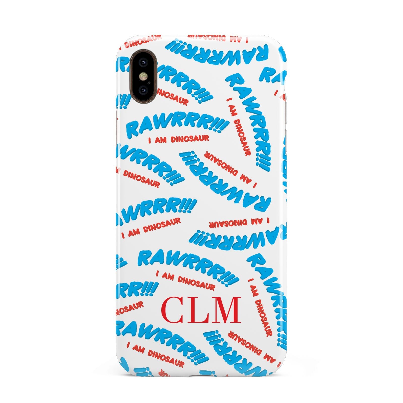 Personalised Rawr Dino Initials Apple iPhone Xs Max 3D Tough Case