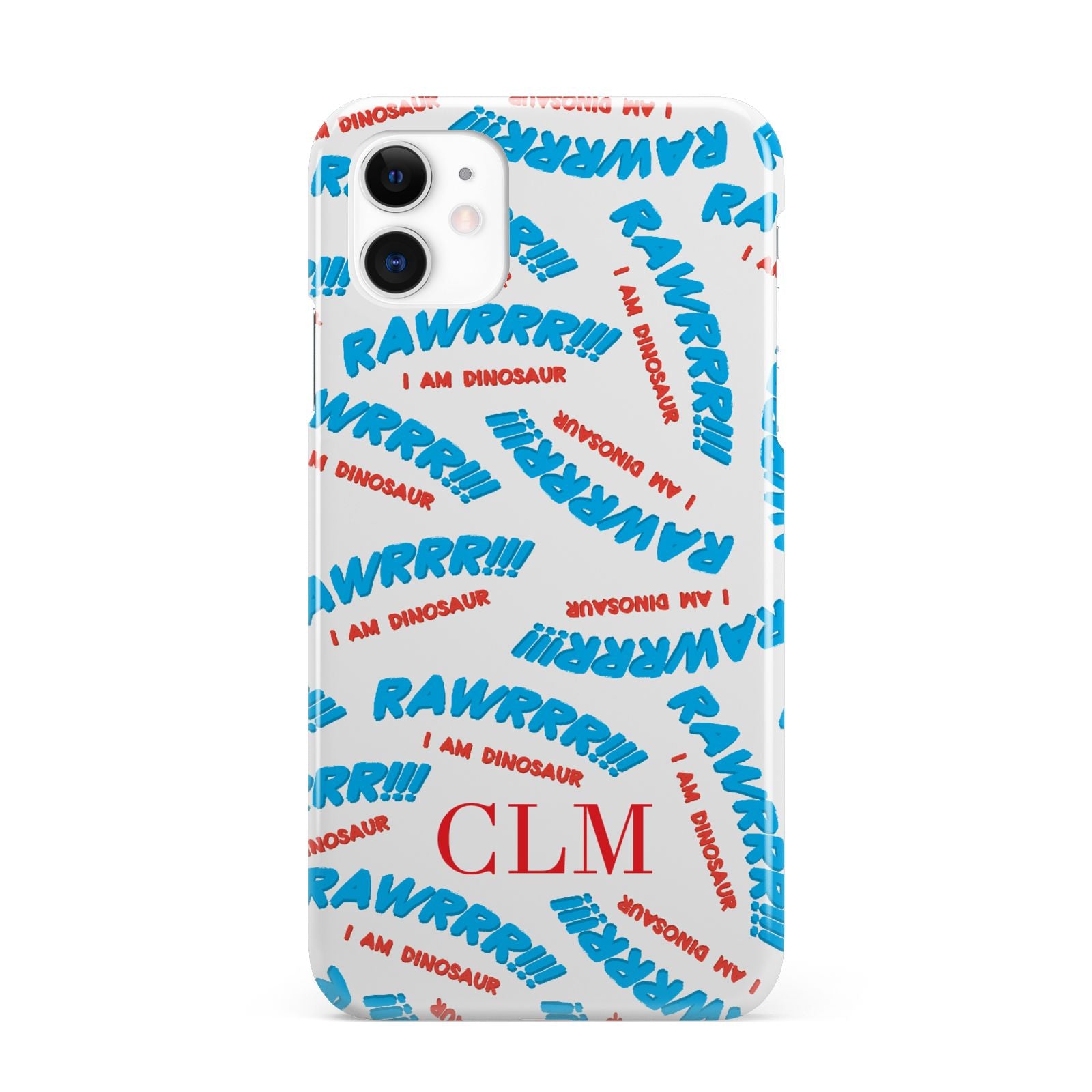 Personalised Rawr Dino Initials iPhone 11 3D Snap Case