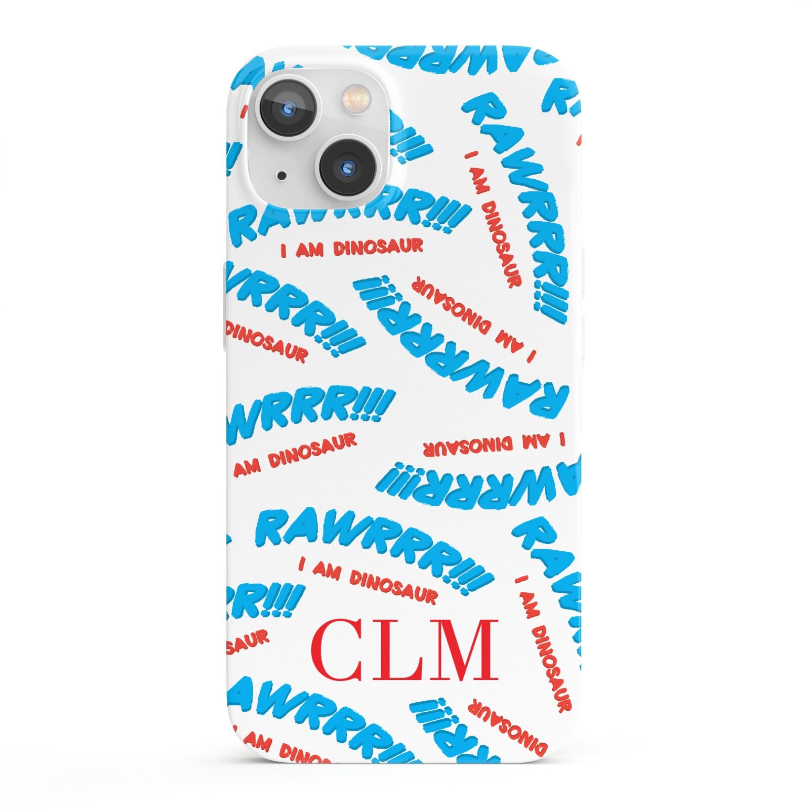 Personalised Rawr Dino Initials iPhone 13 Full Wrap 3D Snap Case