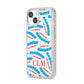 Personalised Rawr Dino Initials iPhone 14 Clear Tough Case Starlight Angled Image