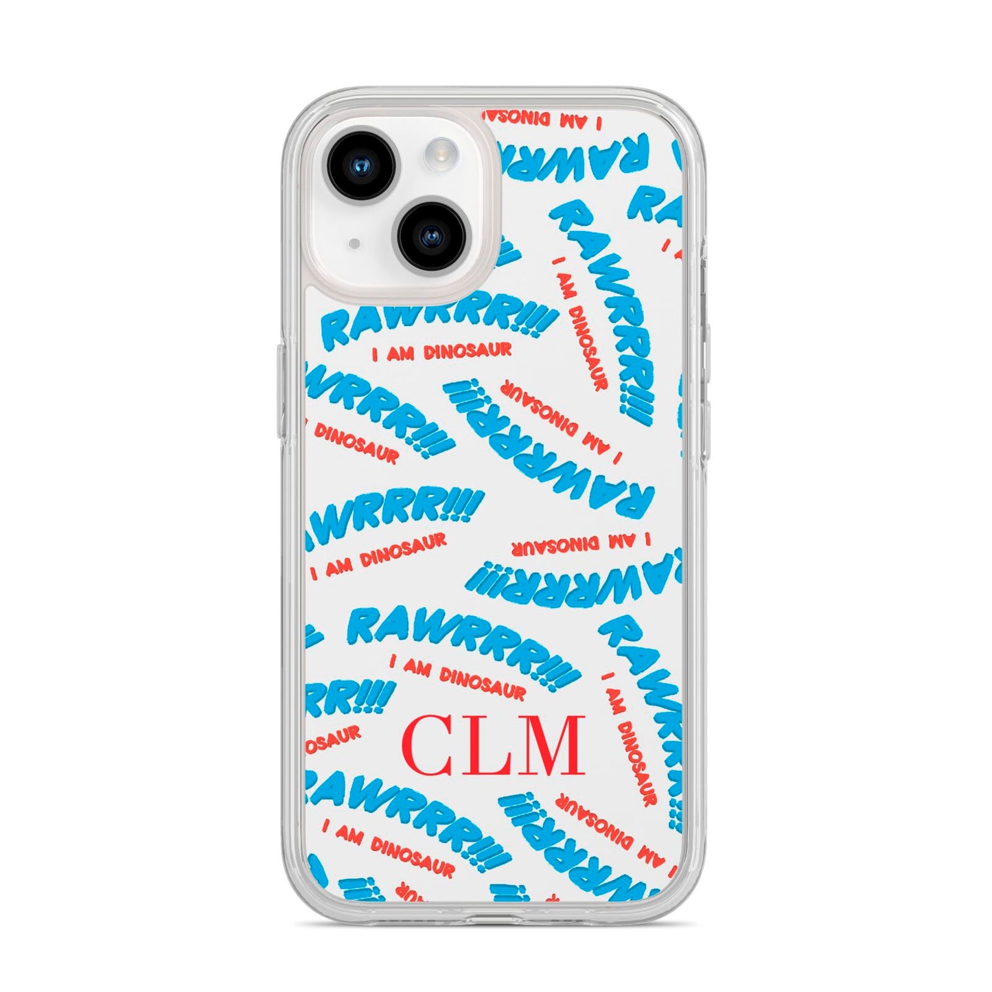 Personalised Rawr Dino Initials iPhone 14 Clear Tough Case Starlight