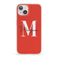 Personalised Red Name and Initial iPhone 13 Clear Bumper Case
