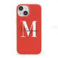 Personalised Red Name and Initial iPhone 13 Mini Clear Bumper Case