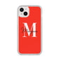 Personalised Red Name and Initial iPhone 14 Plus Clear Tough Case Starlight