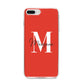 Personalised Red Name and Initial iPhone 8 Plus Bumper Case on Silver iPhone