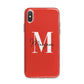 Personalised Red Name and Initial iPhone X Bumper Case on Silver iPhone Alternative Image 1