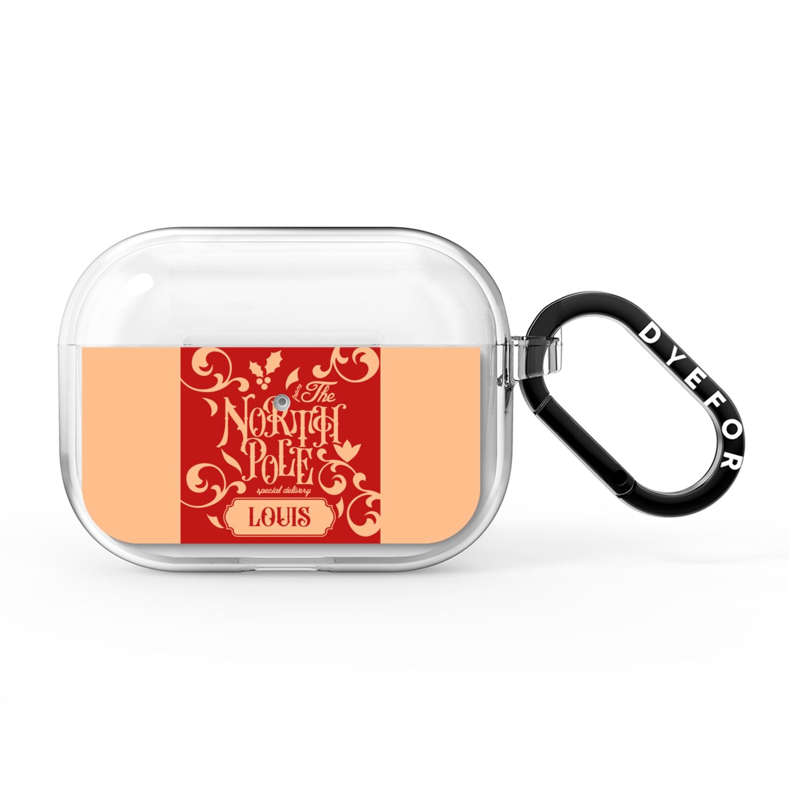 Personalised Red North Pole AirPods Pro Clear Case