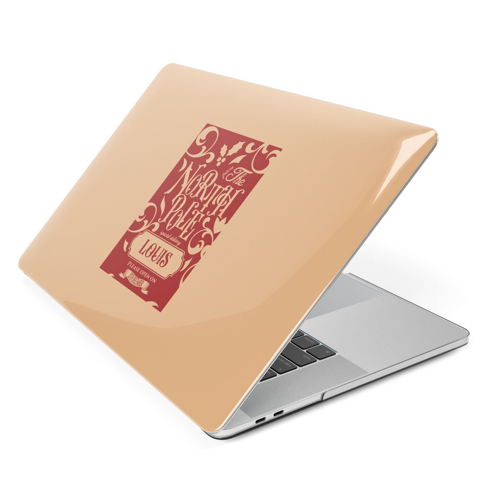Personalised Red North Pole Apple MacBook Case Side View