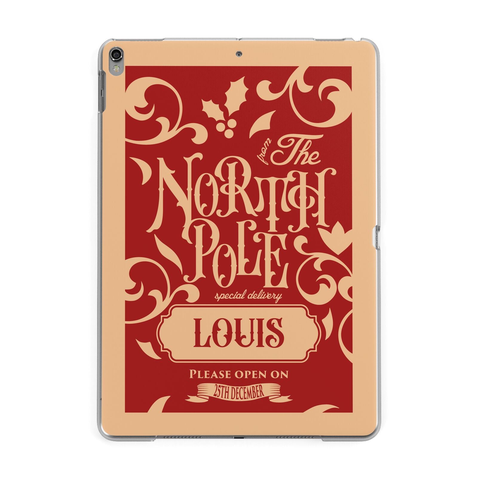 Personalised Red North Pole Apple iPad Grey Case