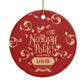 Personalised Red North Pole Circle Decoration Back Image