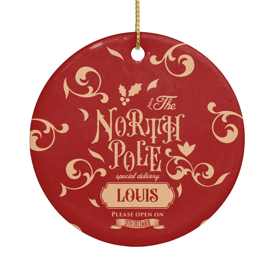 Personalised Red North Pole Circle Decoration