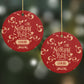 Personalised Red North Pole Round Decoration on Christmas Background