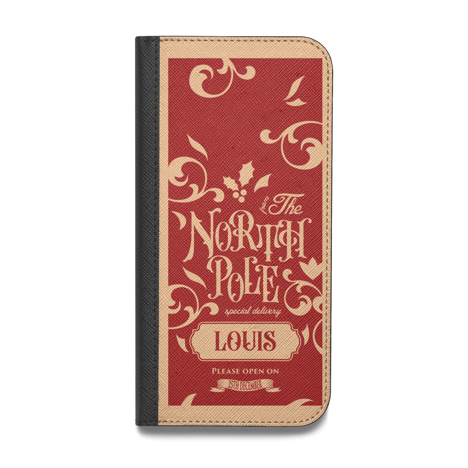 Personalised Red North Pole Vegan Leather Flip Samsung Case