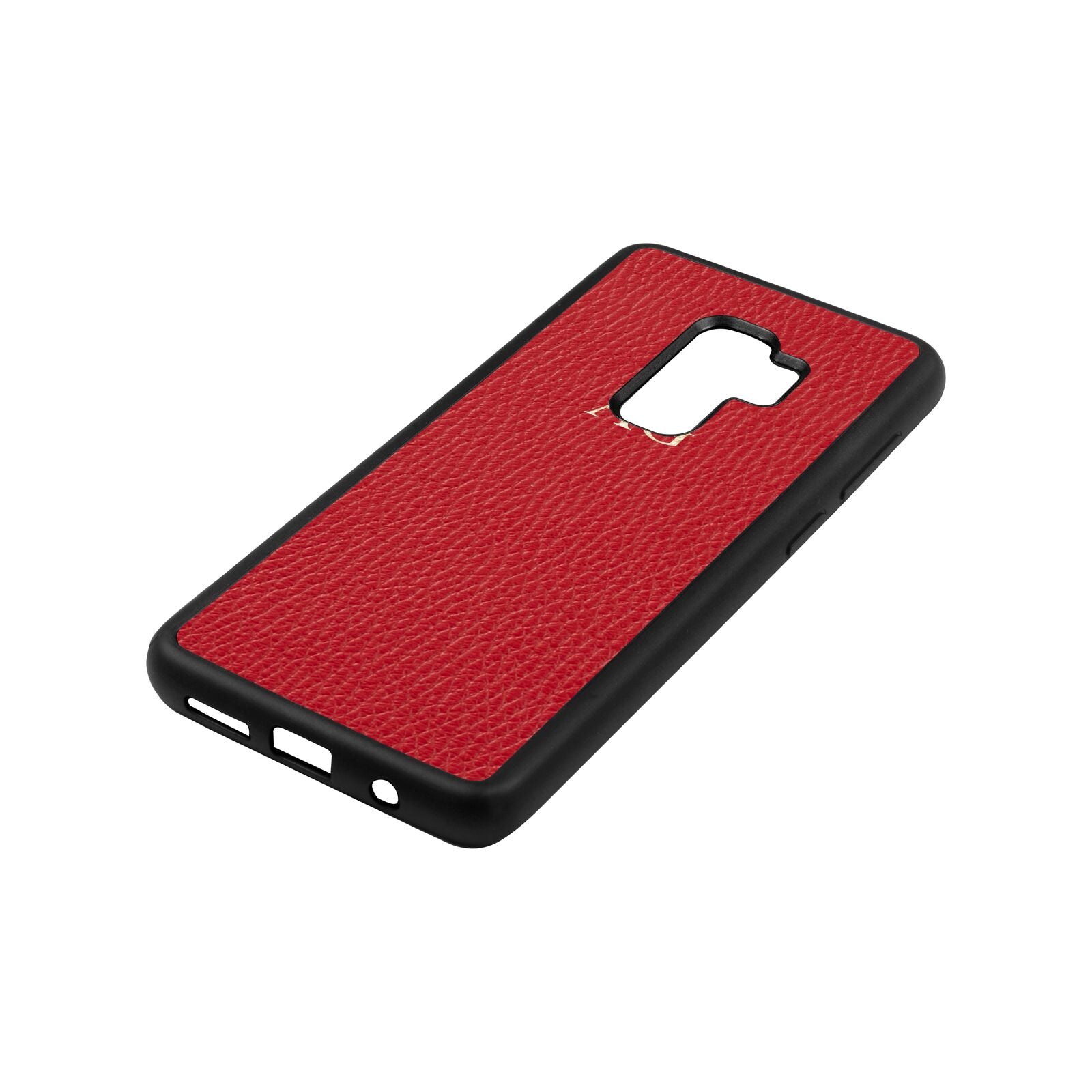 Personalised Red Pebble Leather Samsung S9 Plus Case Side Angle